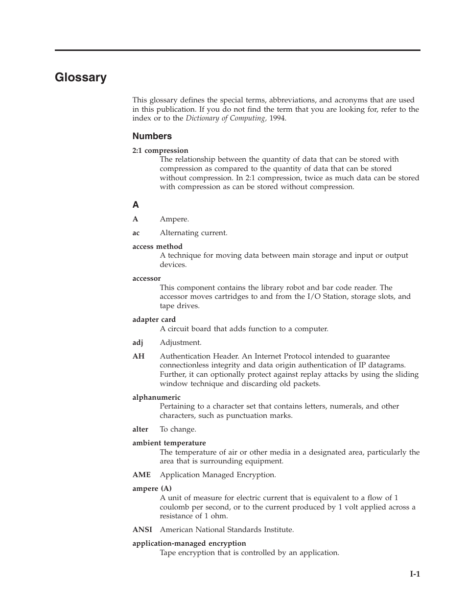 Glossary, Glossary . . . . . . . . . . . . . . i-1 | Dell PowerVault TL4000 User Manual | Page 281 / 306