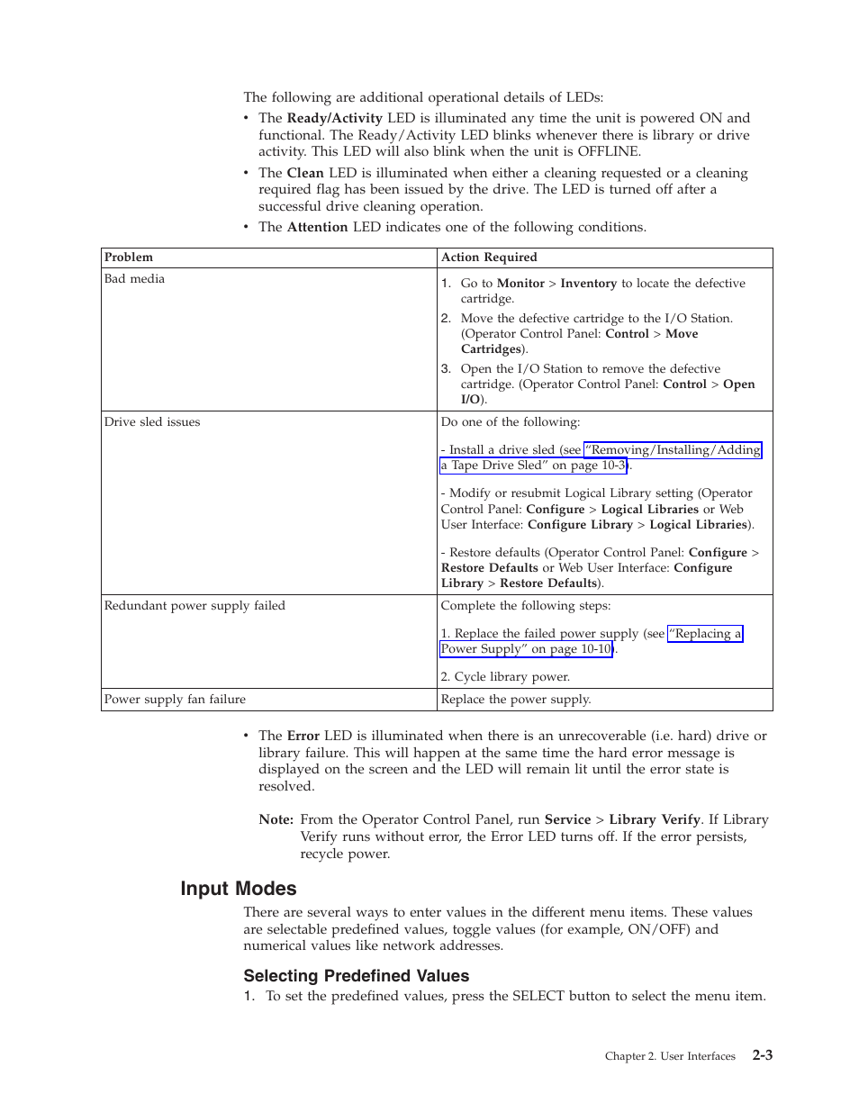 Input modes, Selecting predefined values | Dell PowerVault TL4000 User Manual | Page 37 / 306