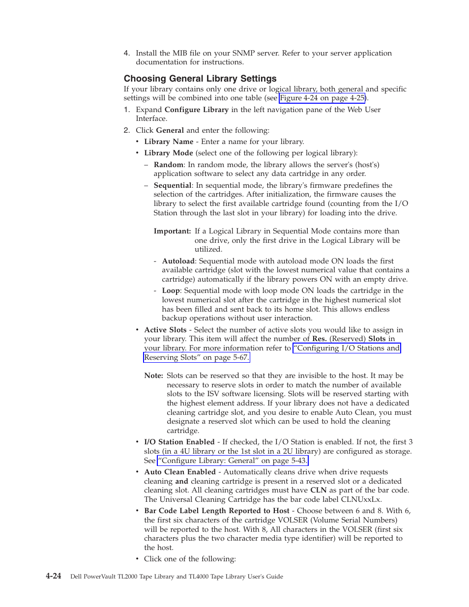 Choosing general library settings | Dell PowerVault TL4000 User Manual | Page 78 / 306