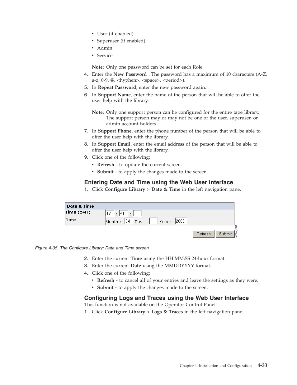 The configure library: date and time screen | Dell PowerVault TL4000 User Manual | Page 87 / 306