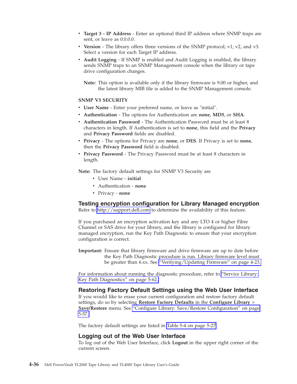 Logging out of the web user interface | Dell PowerVault TL4000 User Manual | Page 90 / 306