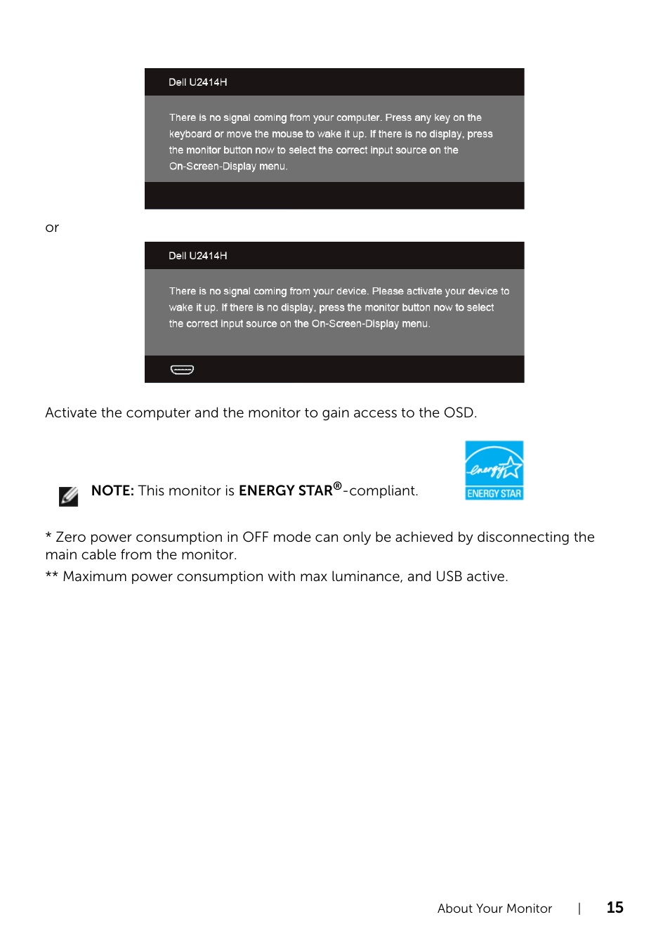 Dell U2414H Monitor User Manual | Page 15 / 63