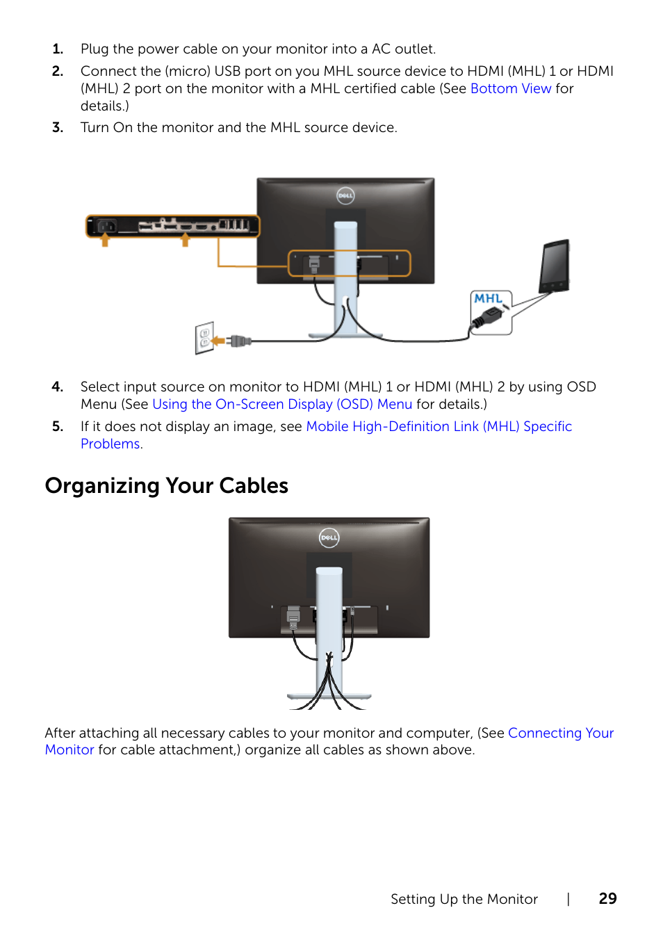 Organizing your cables | Dell U2414H Monitor User Manual | Page 29 / 63