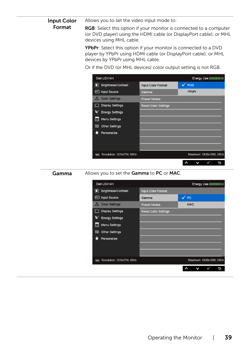 Dell U2414H Monitor User Manual | Page 39 / 63