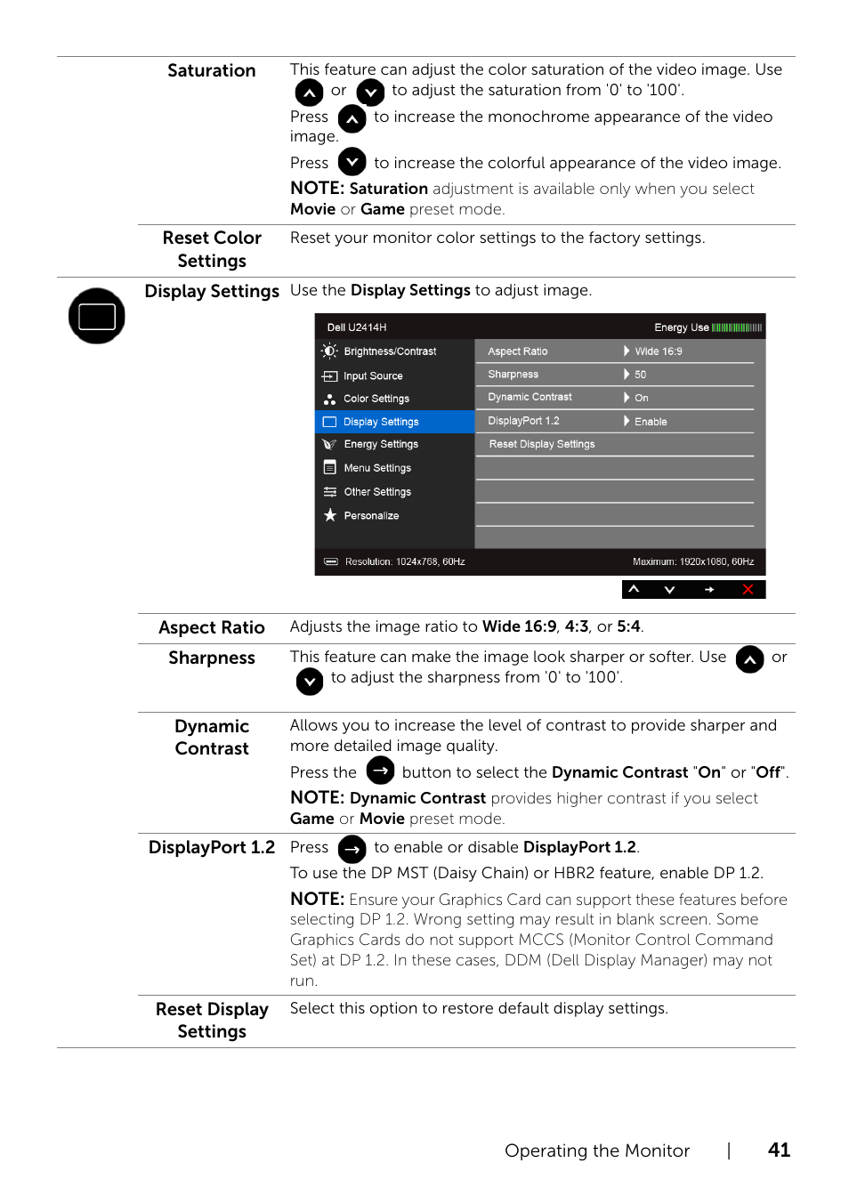 Dell U2414H Monitor User Manual | Page 41 / 63
