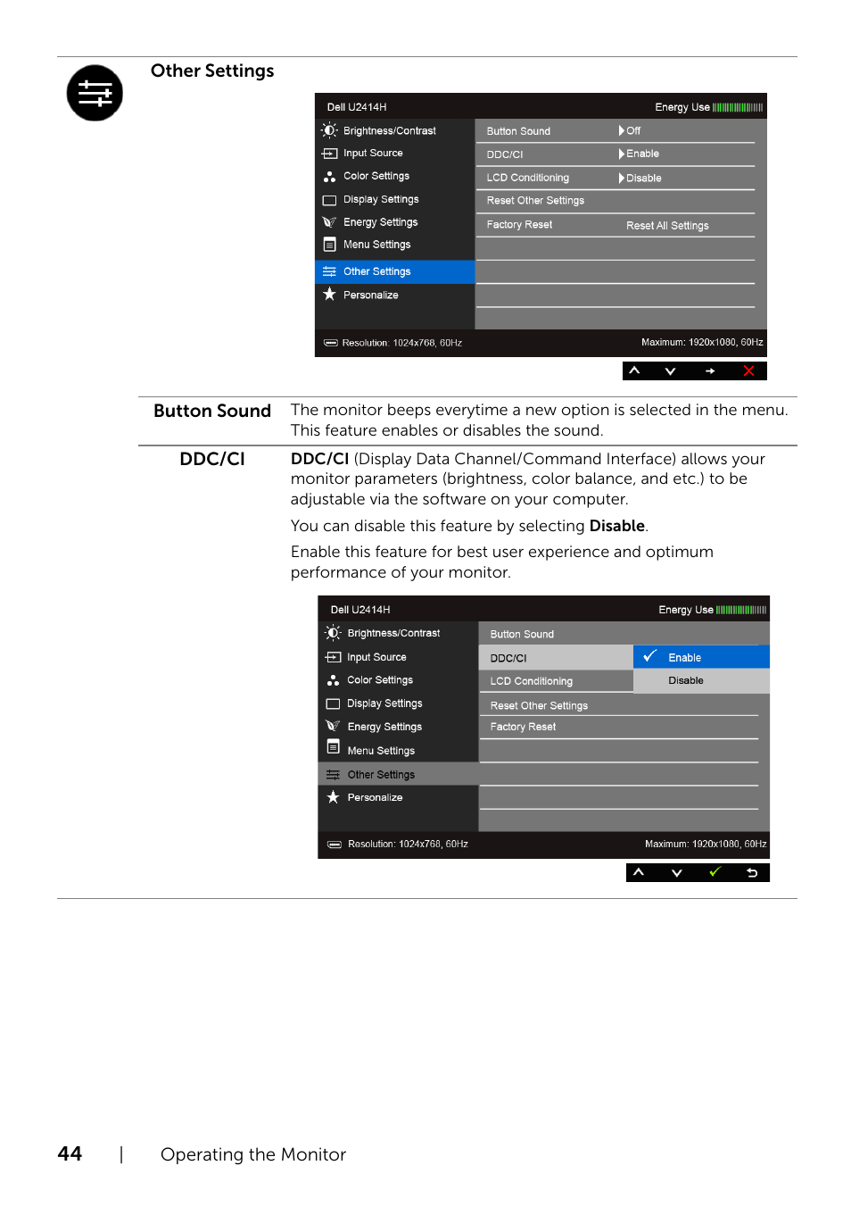 Dell U2414H Monitor User Manual | Page 44 / 63
