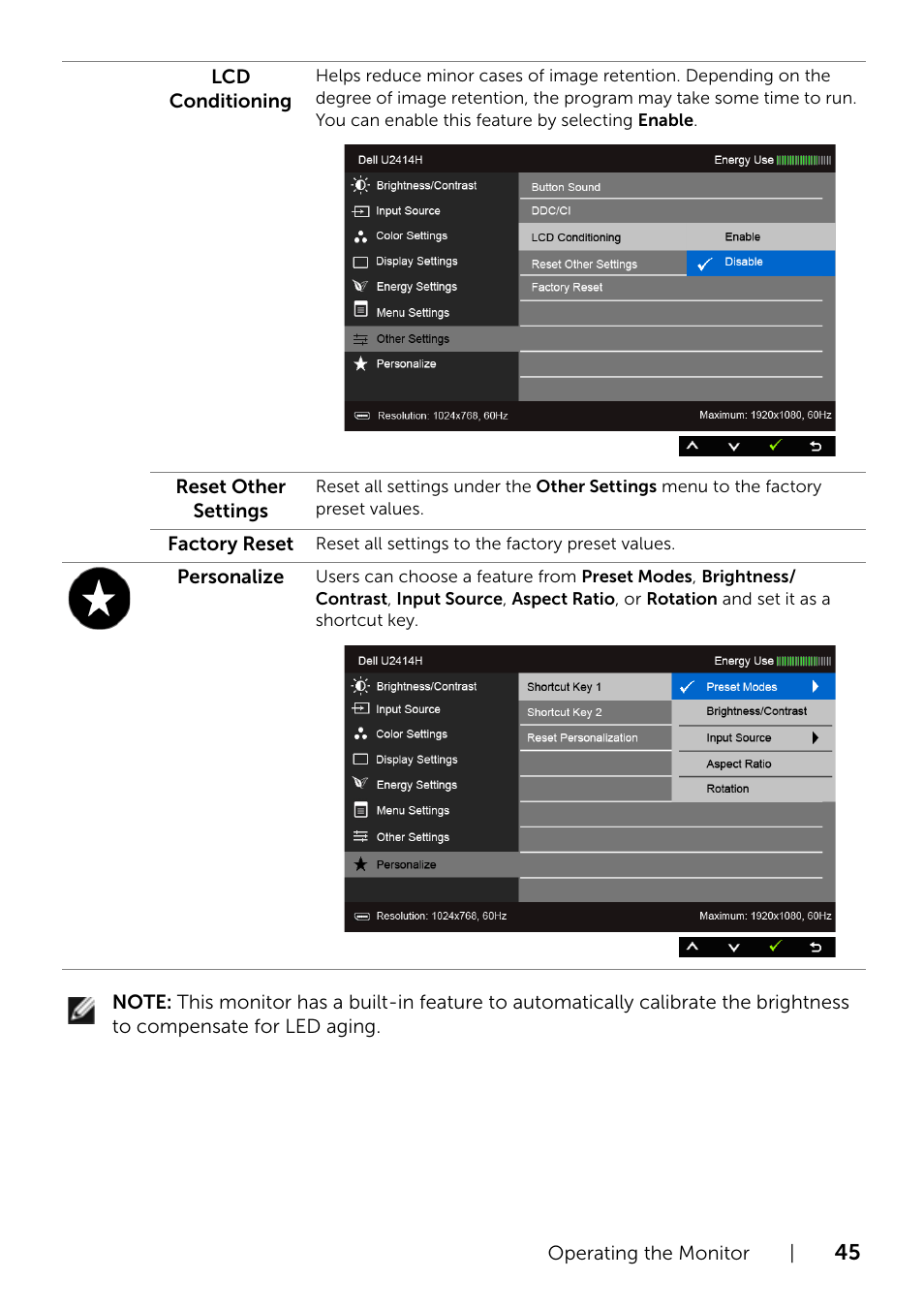 Dell U2414H Monitor User Manual | Page 45 / 63