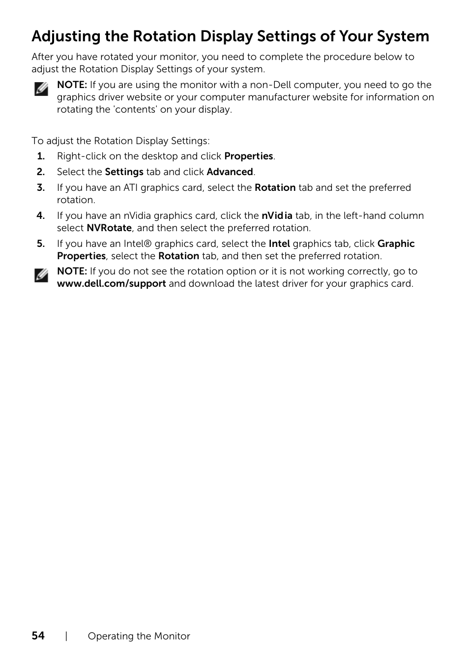 Adjusting the rotation display settings of your, System | Dell U2414H Monitor User Manual | Page 54 / 63