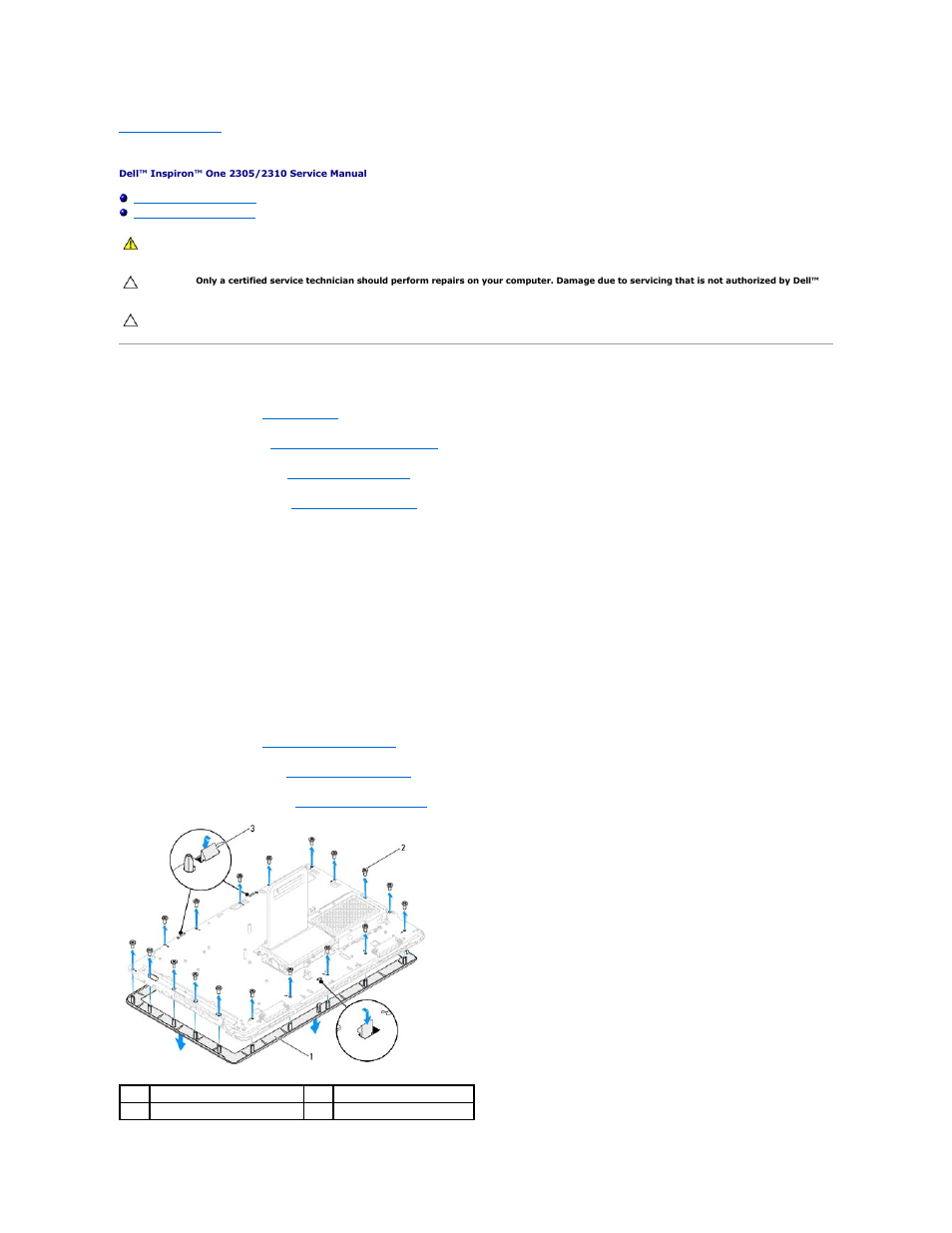 Display bezel, Removing the display bezel | Dell Inspiron One 2310 (Late 2010) User Manual | Page 29 / 90