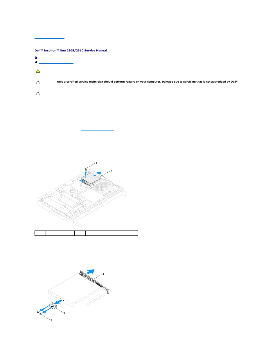 Optical drive, Removing the optical drive | Dell Inspiron One 2310 (Late 2010) User Manual | Page 57 / 90