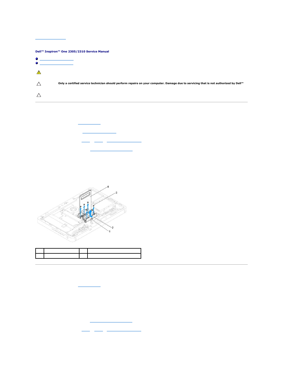 Rear stand, Removing the rear stand, Replacing the rear stand | Dell Inspiron One 2310 (Late 2010) User Manual | Page 69 / 90