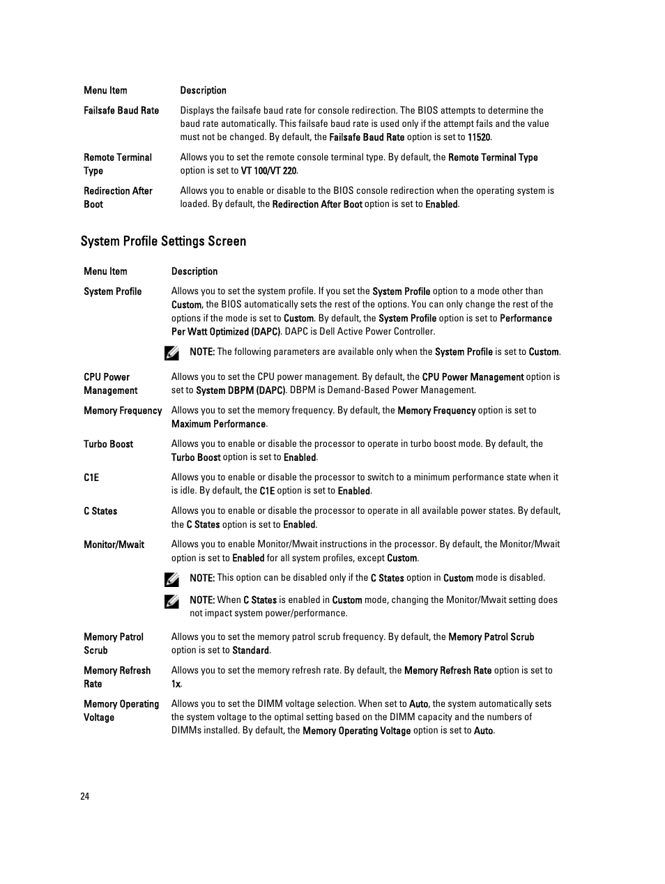 System profile settings screen | Dell PowerVault NX3200 User Manual | Page 24 / 133