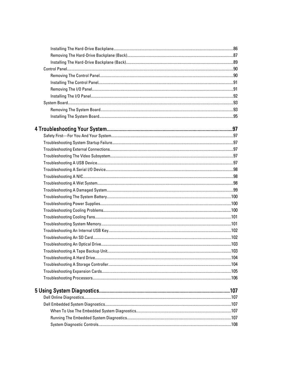 4 troubleshooting your system, 5 using system diagnostics | Dell PowerVault NX3200 User Manual | Page 6 / 133
