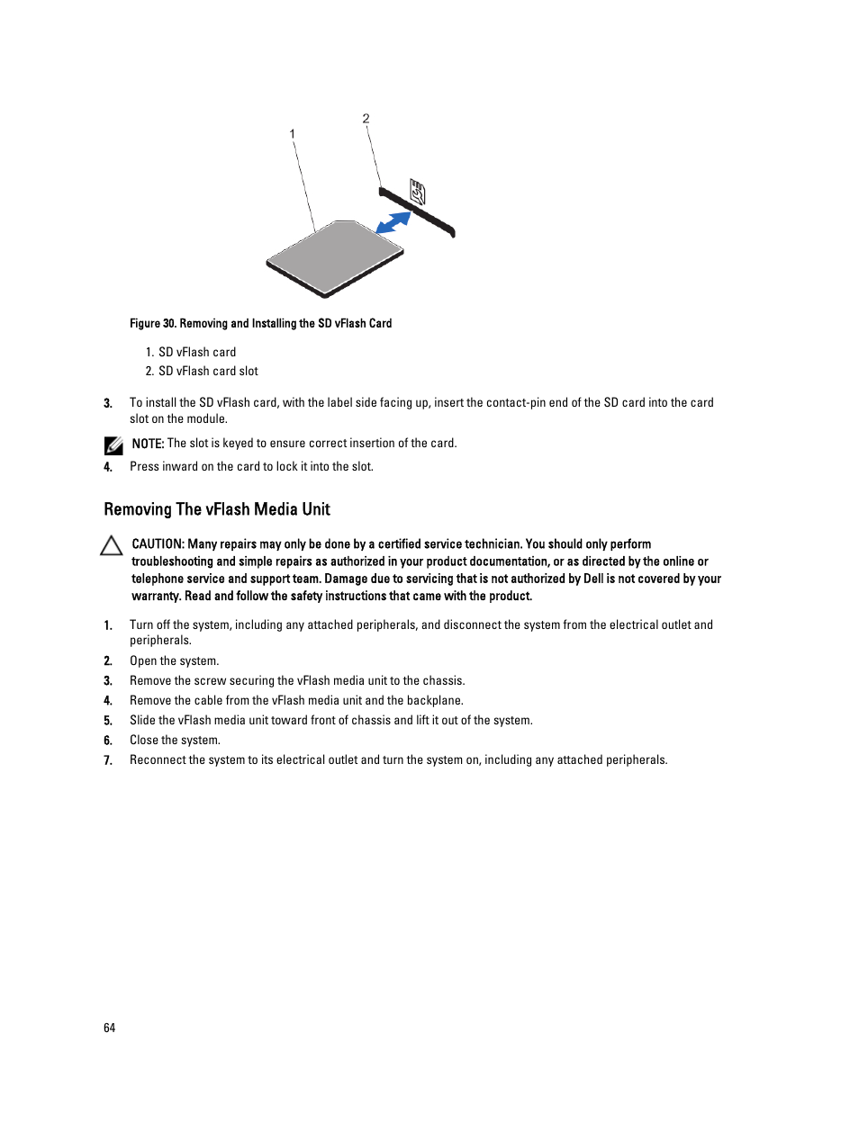 Removing the vflash media unit | Dell PowerVault NX3200 User Manual | Page 64 / 133