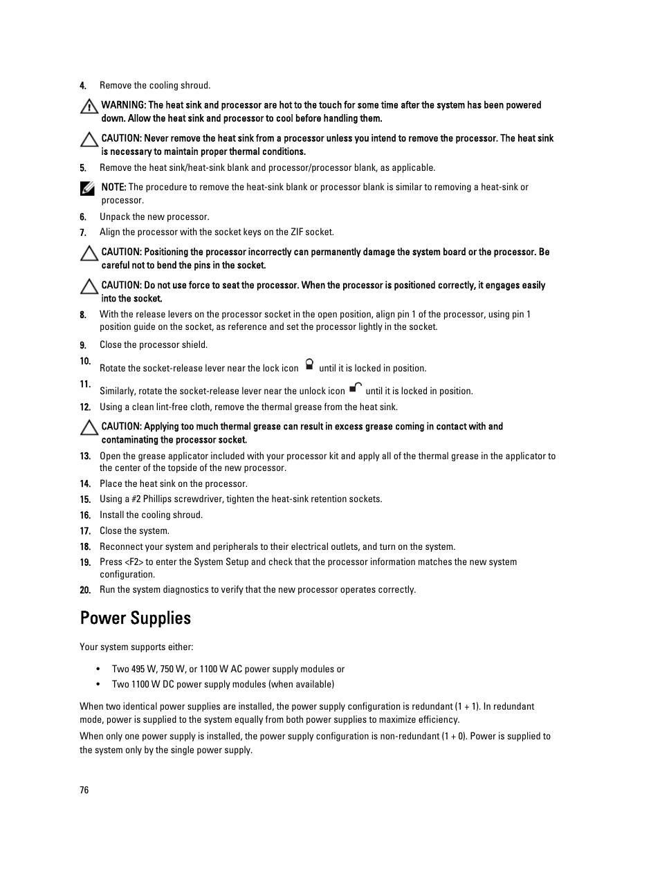Power supplies | Dell PowerVault NX3200 User Manual | Page 76 / 133