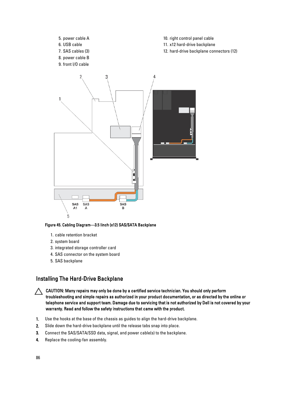 Installing the hard-drive backplane | Dell PowerVault NX3200 User Manual | Page 86 / 133