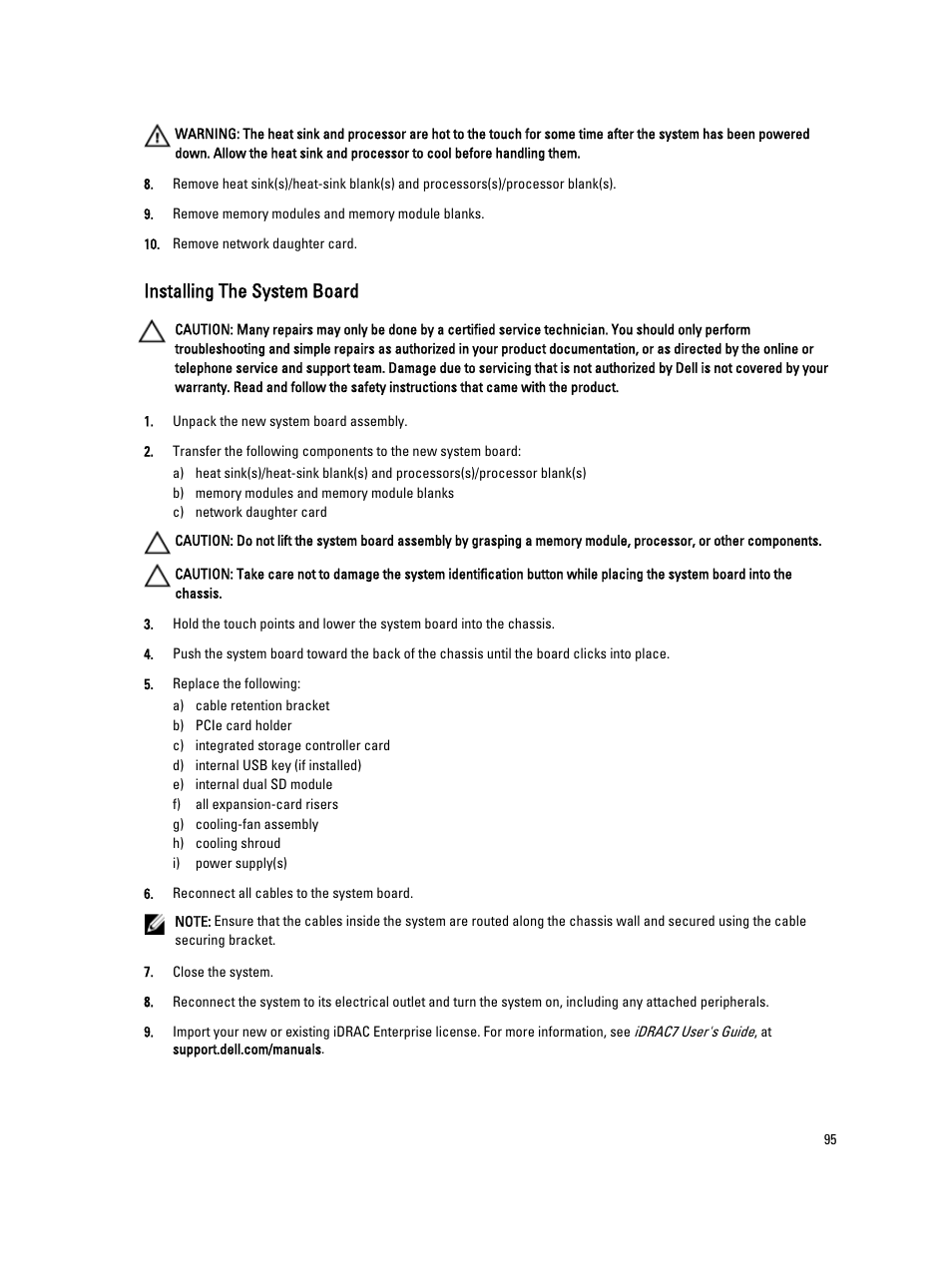 Installing the system board | Dell PowerVault NX3200 User Manual | Page 95 / 133