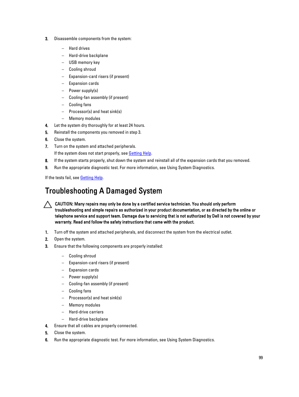 Troubleshooting a damaged system | Dell PowerVault NX3200 User Manual | Page 99 / 133