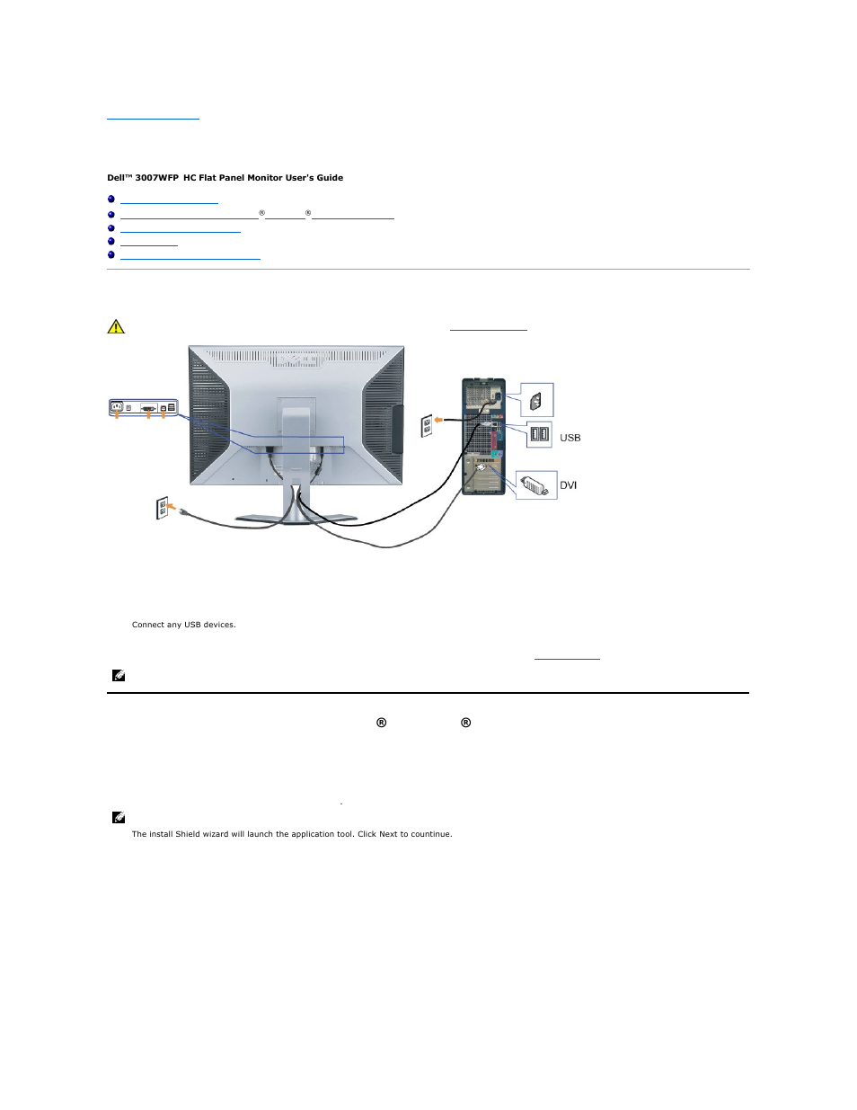 Setting up your monitor, Connecting your monitor, Installing the utility tool (microsoft | Windows, Operation systems) | Dell 3007WFP-HC Monitor User Manual | Page 20 / 25
