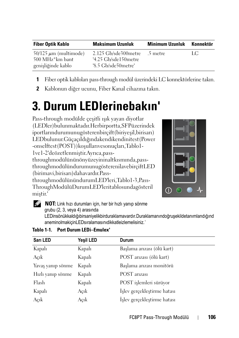 Durum ledlerinebakın | Dell POWEREDGE M1000E User Manual | Page 106 / 116