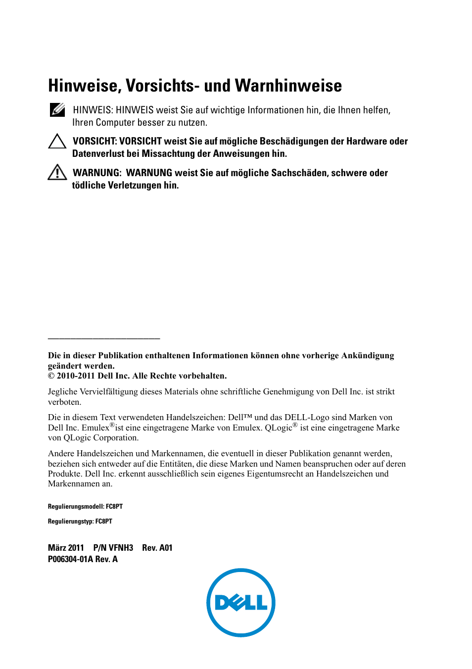 Hinweise, vorsichts- und warnhinweise | Dell POWEREDGE M1000E User Manual | Page 25 / 116