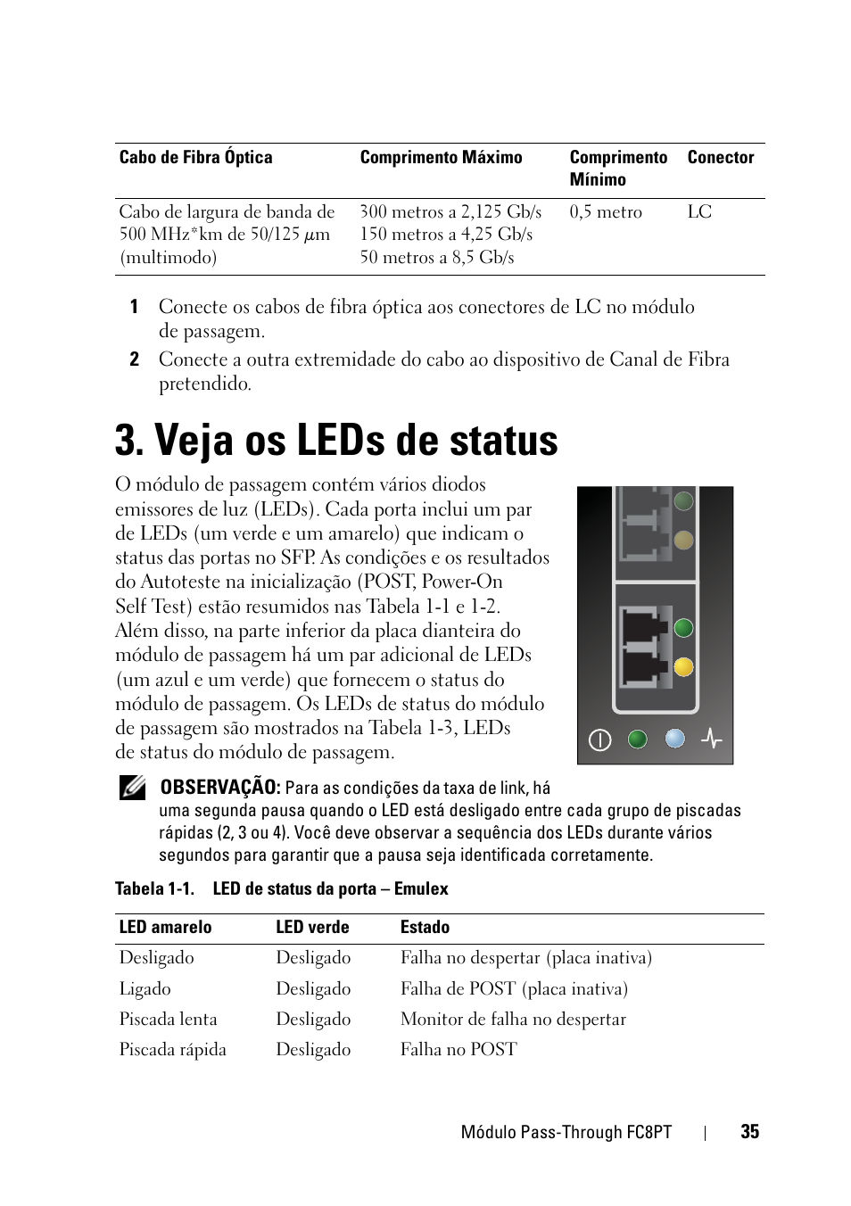 Veja os leds de status | Dell POWEREDGE M1000E User Manual | Page 35 / 116