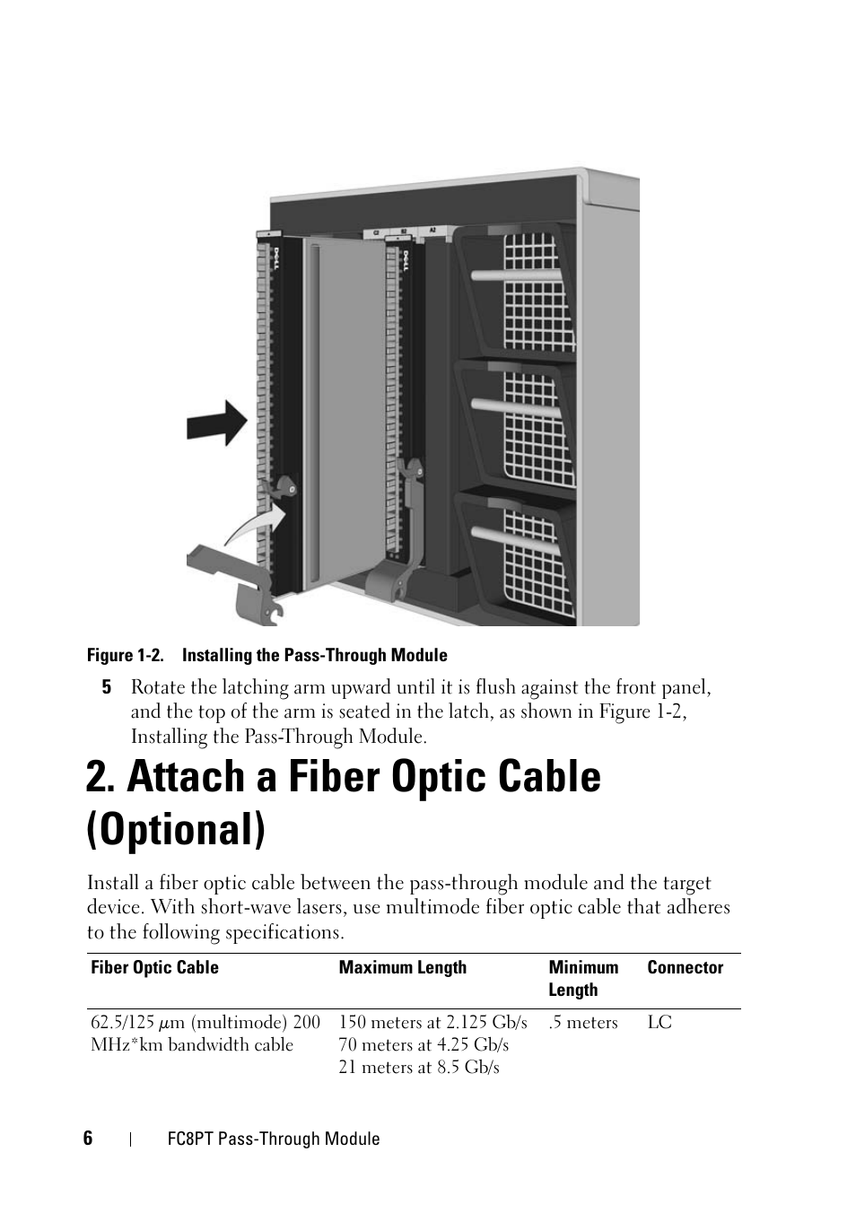 Attach a fiber optic cable (optional) | Dell POWEREDGE M1000E User Manual | Page 6 / 116