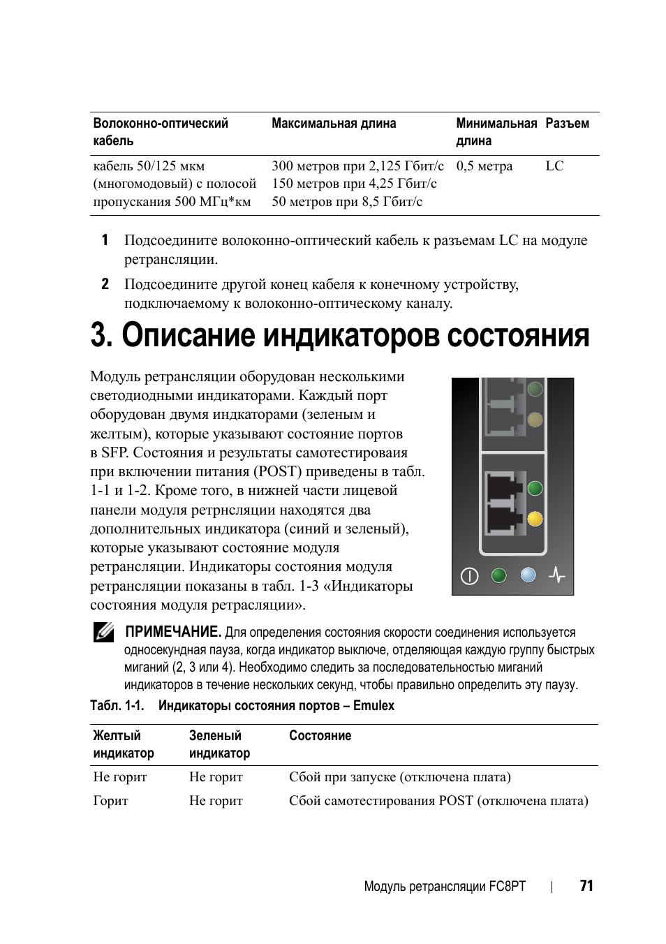 Описание индикаторов состояния | Dell POWEREDGE M1000E User Manual | Page 71 / 116