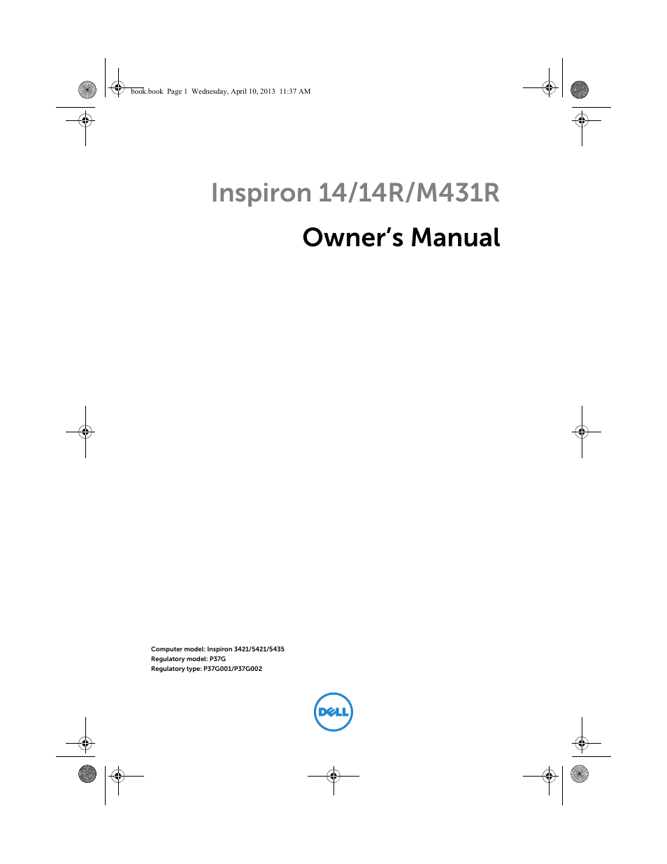 Dell Inspiron M431R (5435, Mid 2013) User Manual | 72 pages
