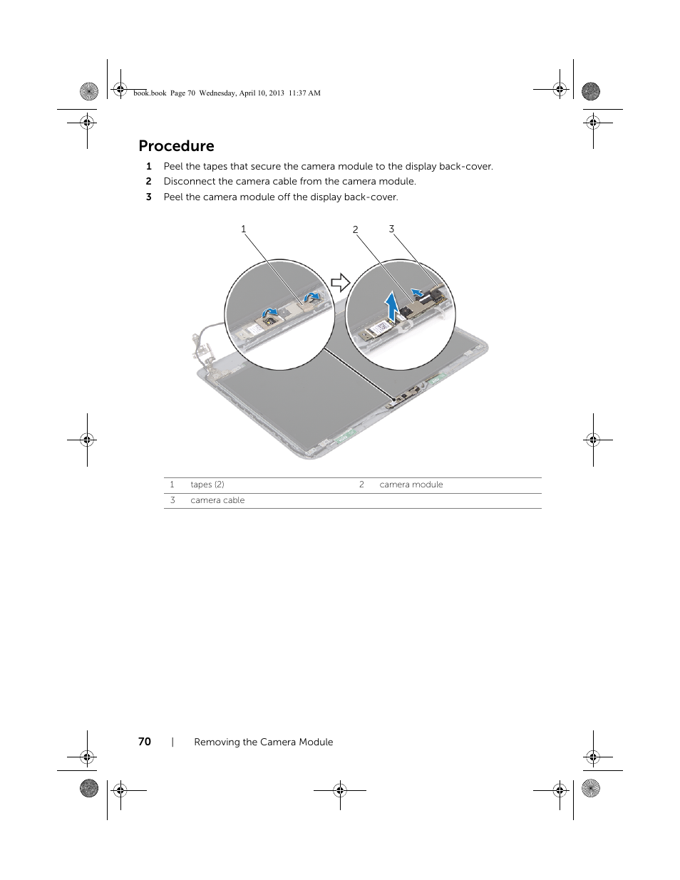 Procedure | Dell Inspiron M431R (5435, Mid 2013) User Manual | Page 70 / 72