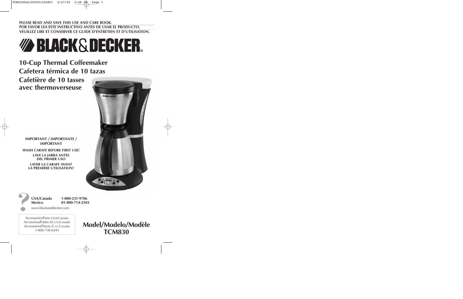 Black & Decker TCM830 User Manual | 15 pages