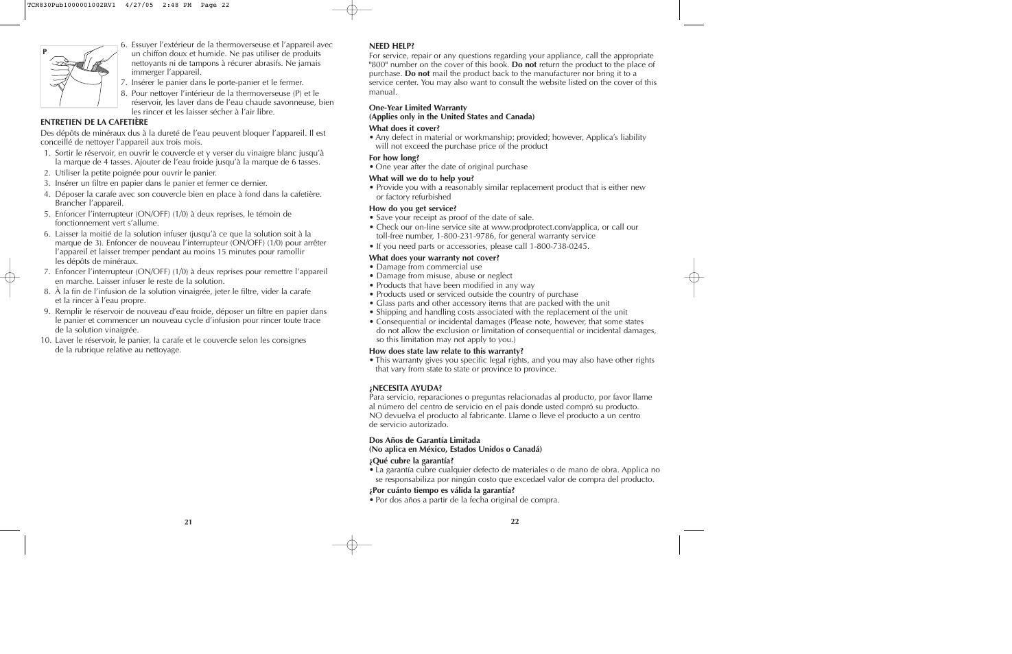 Black & Decker TCM830 User Manual | Page 12 / 15