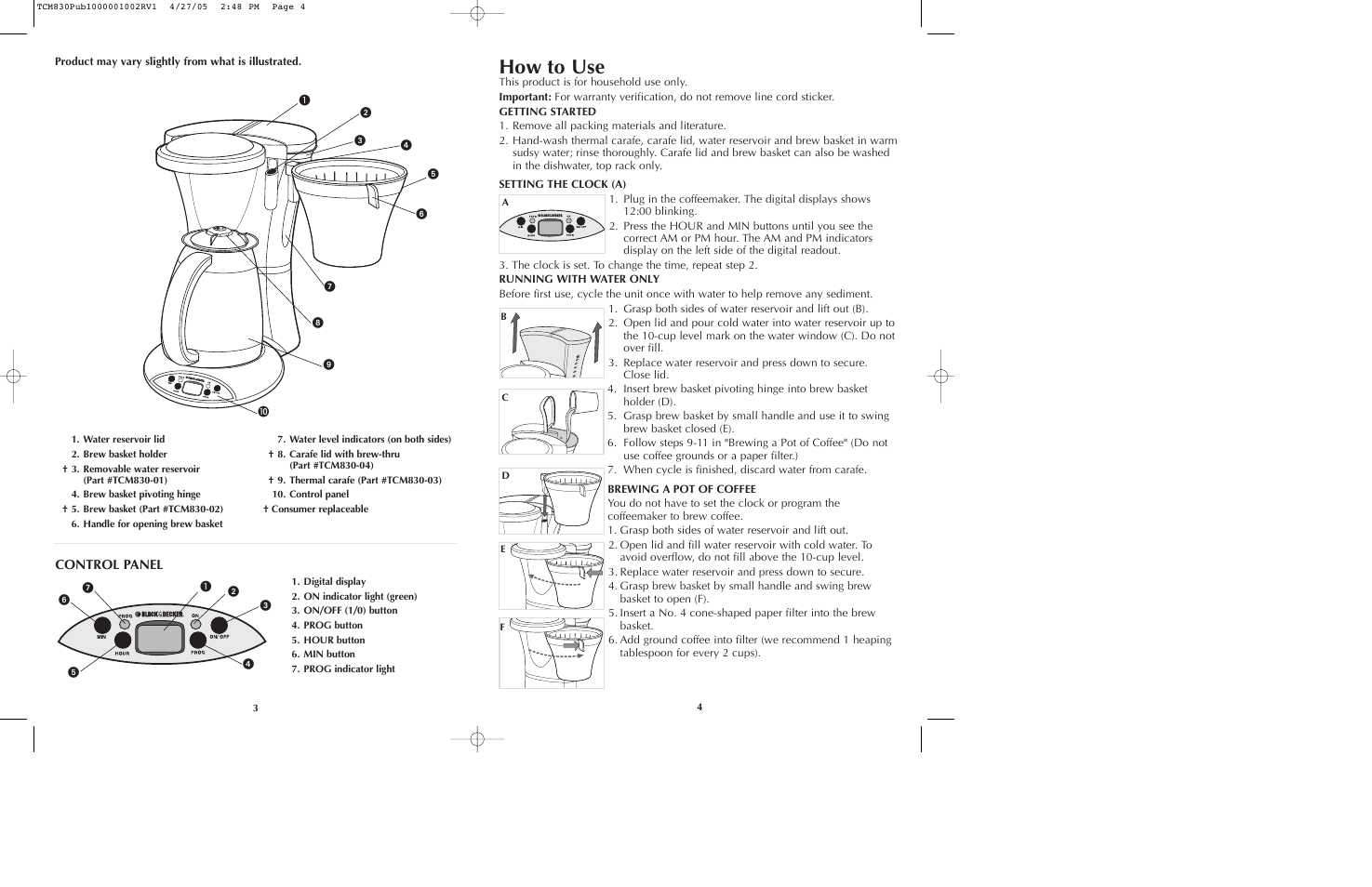 How to use | Black & Decker TCM830 User Manual | Page 3 / 15