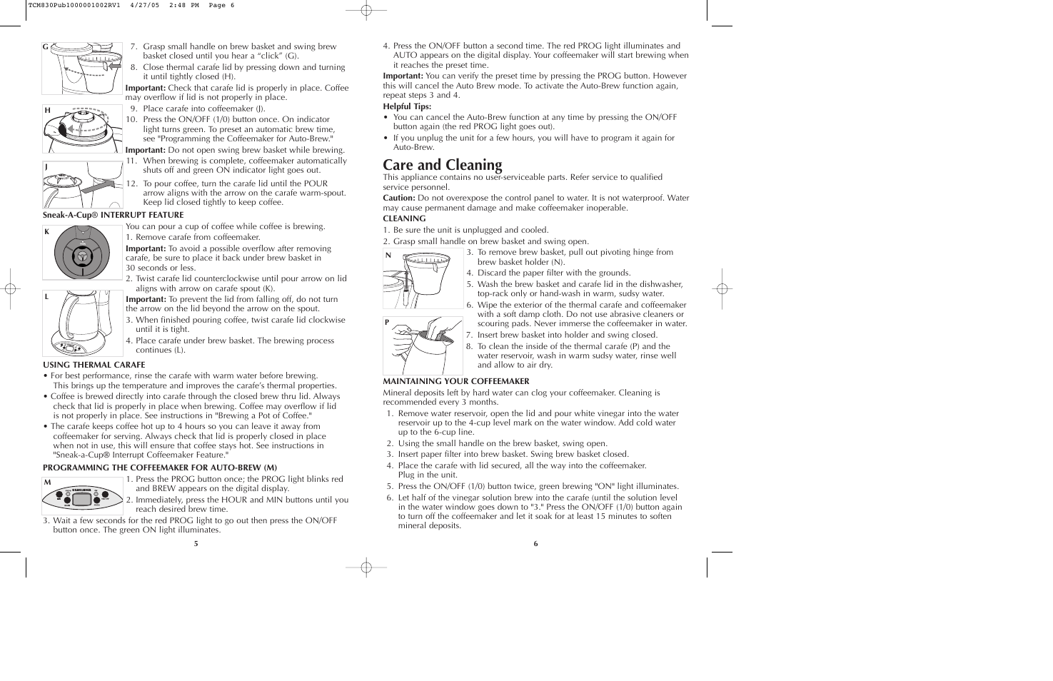 Care and cleaning | Black & Decker TCM830 User Manual | Page 4 / 15