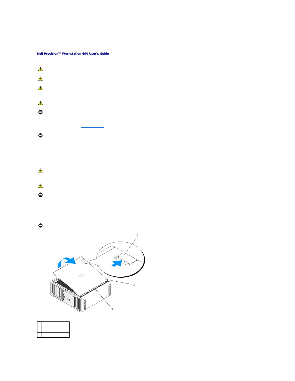 Removing the computer cover | Dell Precision 690 User Manual | Page 121 / 167