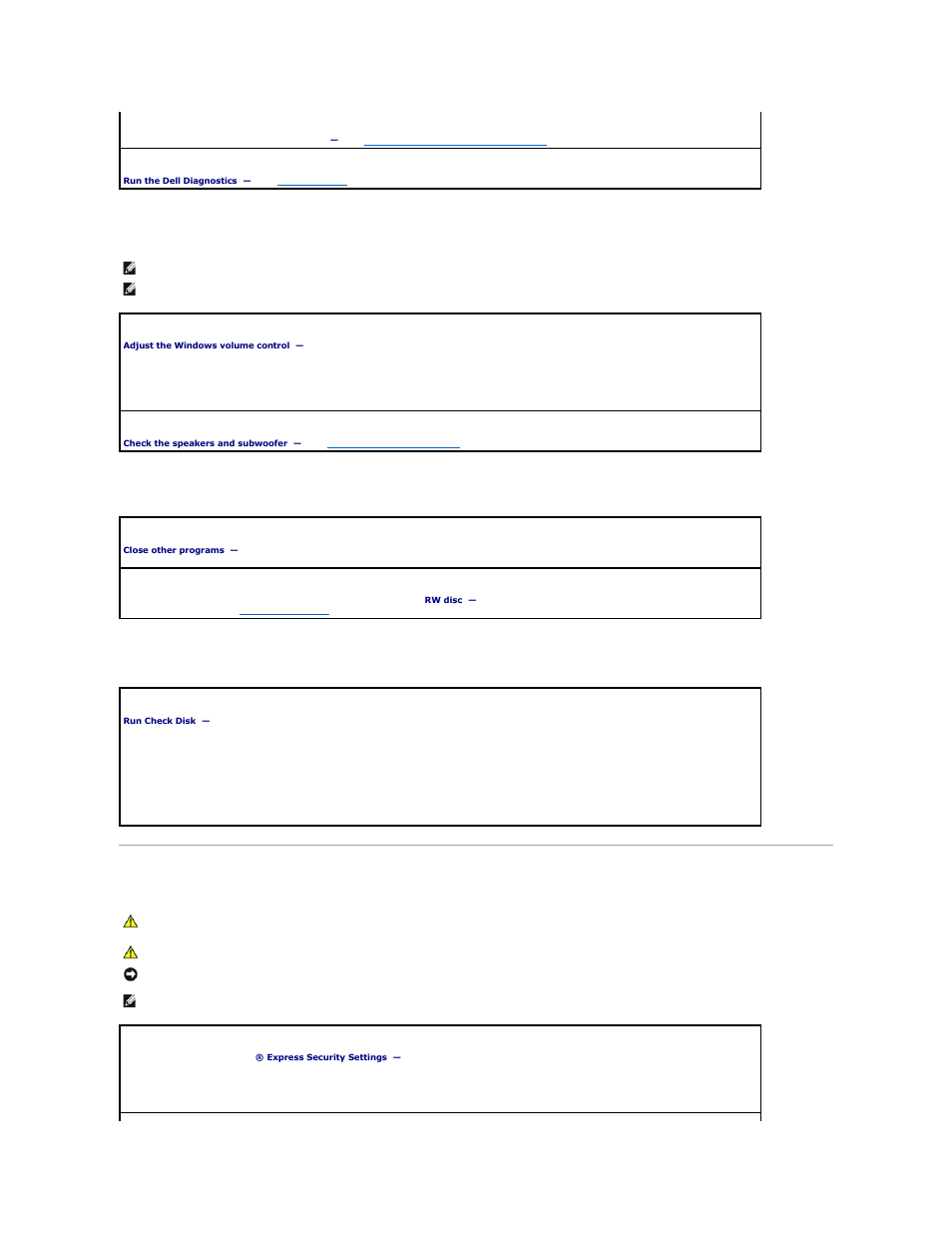 E-mail, modem, and internet problems, Cd and dvd drive problems, Hard drive problems | Dell Precision 690 User Manual | Page 152 / 167