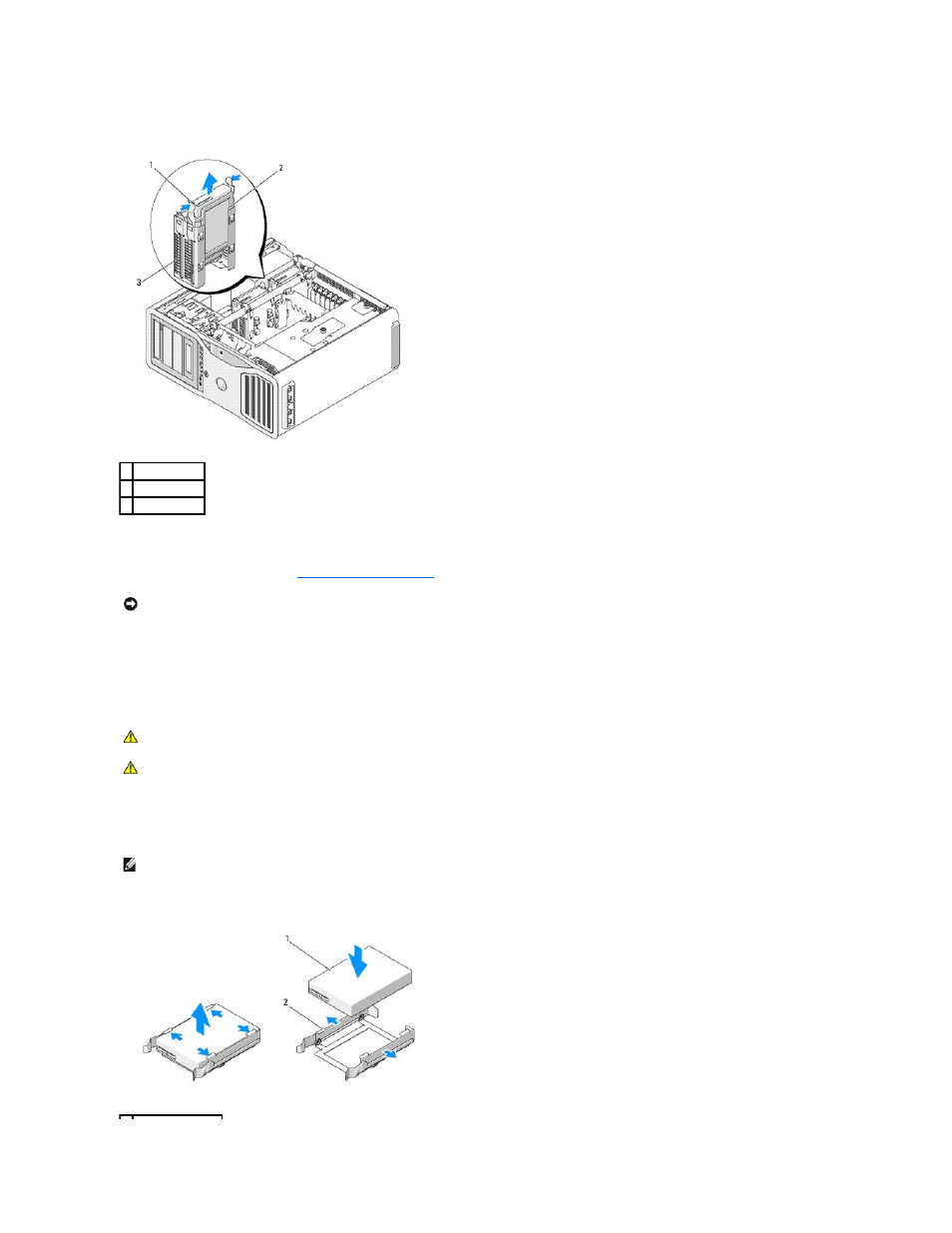 Installing a hard drive (hard drive bays 1-4) | Dell Precision 690 User Manual | Page 57 / 167