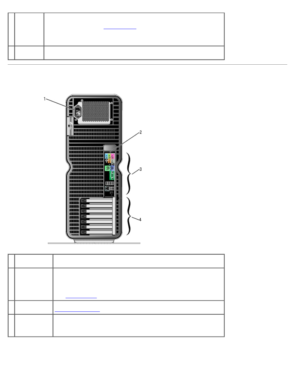 Back view, Back i/o connectors | Dell XPS 710 H2C User Manual | Page 4 / 87