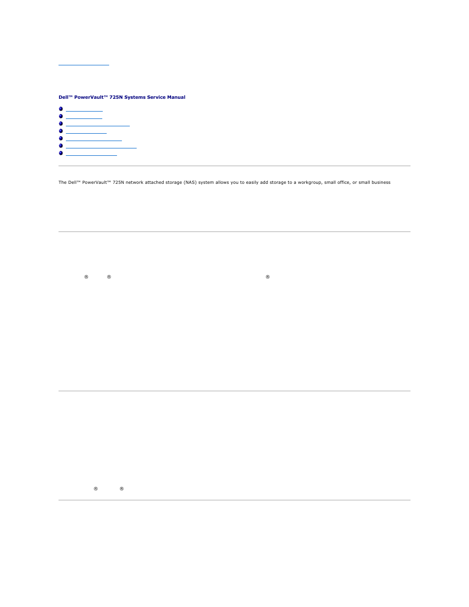 System overview, System features, Service features | Supported operating system | Dell PowerVault 725N (Rackmount NAS Appliance) User Manual | Page 16 / 50