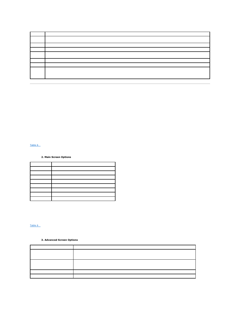 System setup options, Main screen, Advanced screen | Dell PowerVault 725N (Rackmount NAS Appliance) User Manual | Page 47 / 50