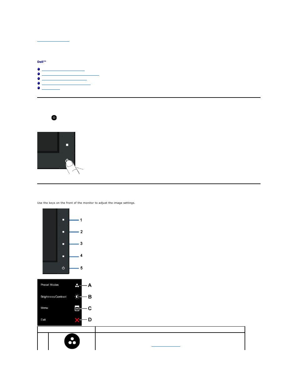 Operating the monitor, Power on the monitor, Using the front panel controls | Dell E2210 Monitor User Manual | Page 13 / 34