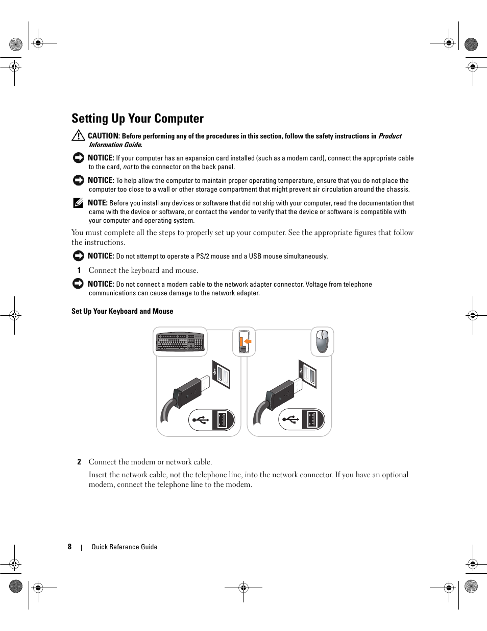 Setting up your computer | Dell OptiPlex 320 User Manual | Page 8 / 44