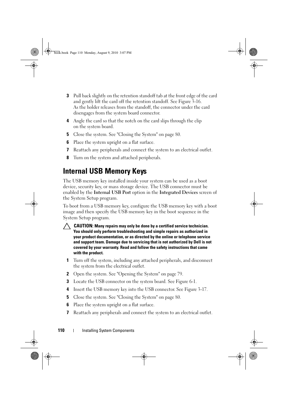 Internal usb memory keys | Dell PowerVault NX200 User Manual | Page 112 / 166