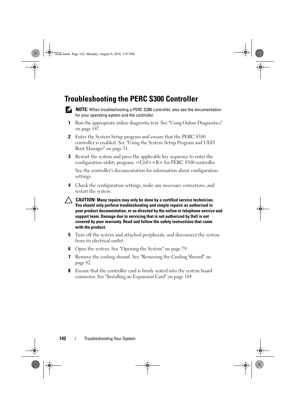 Troubleshooting the perc s300 controller | Dell PowerVault NX200 User Manual | Page 144 / 166
