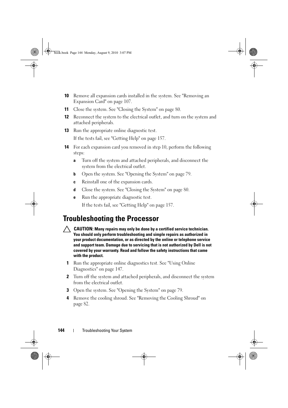 Troubleshooting the processor, Troubleshooting the | Dell PowerVault NX200 User Manual | Page 146 / 166