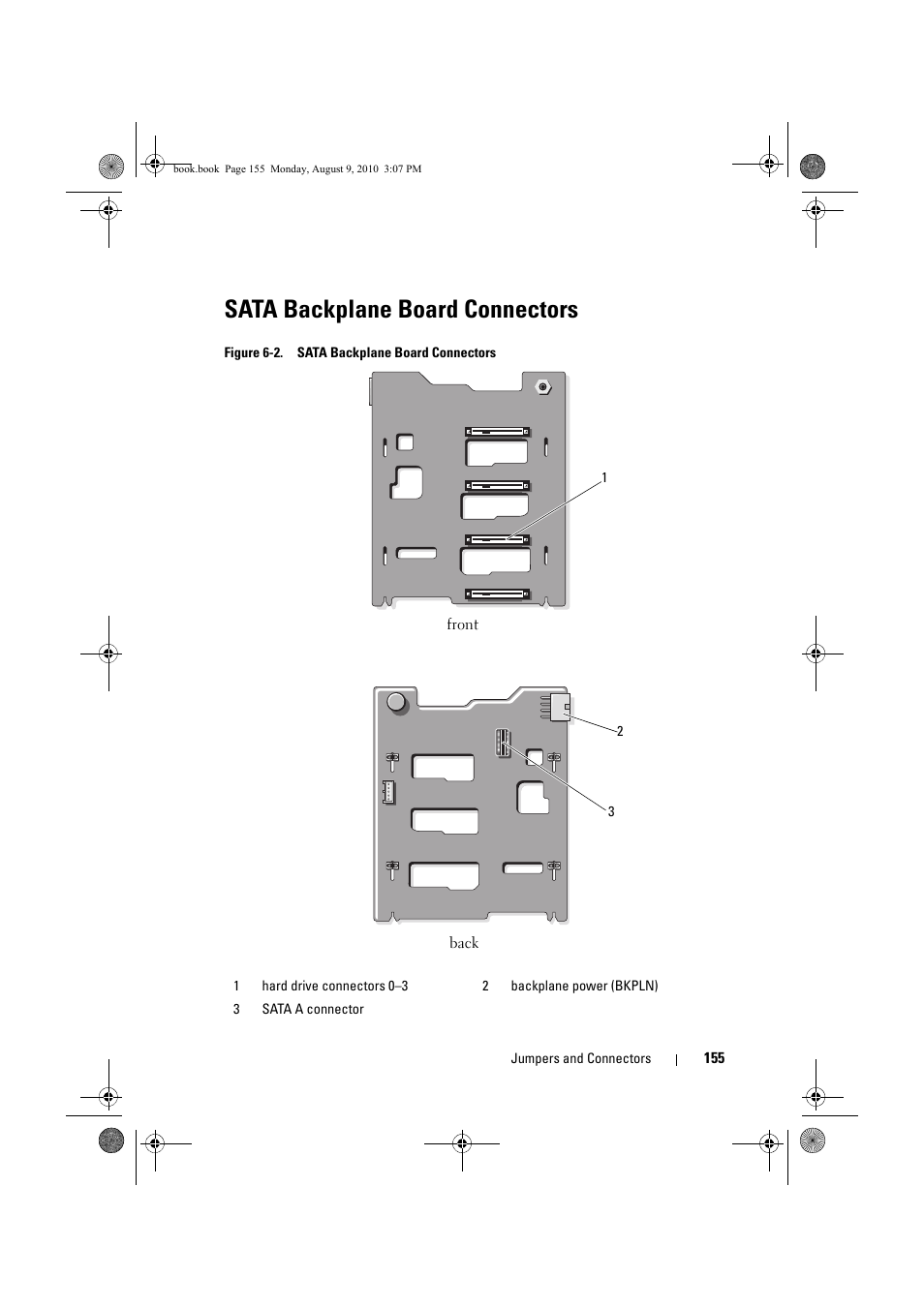 Sata backplane board connectors | Dell PowerVault NX200 User Manual | Page 157 / 166
