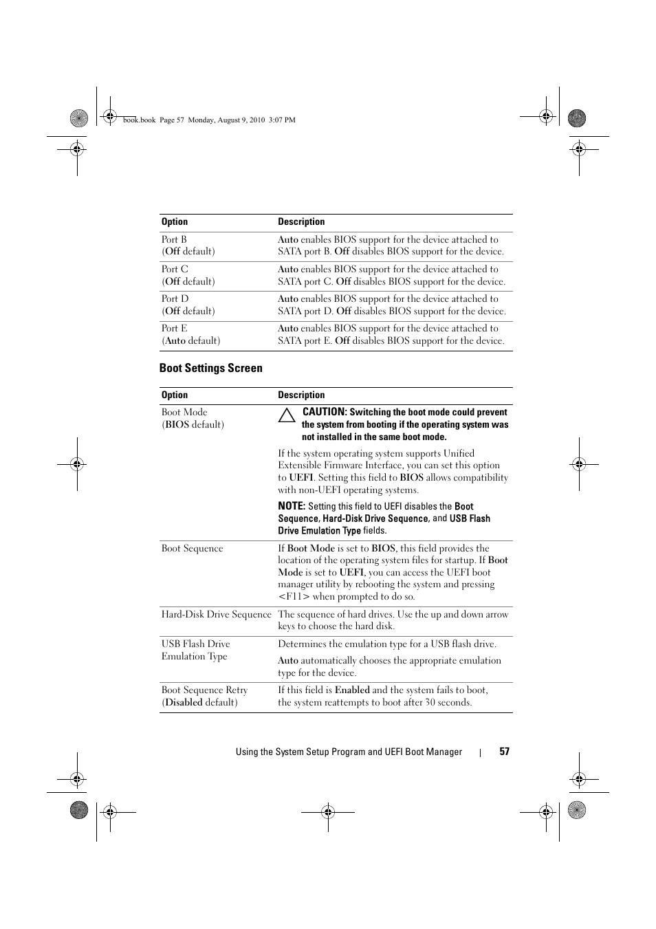 Boot settings screen | Dell PowerVault NX200 User Manual | Page 59 / 166