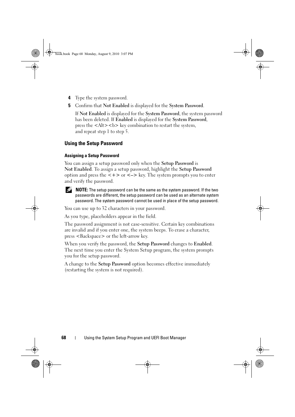 Using the setup password | Dell PowerVault NX200 User Manual | Page 70 / 166