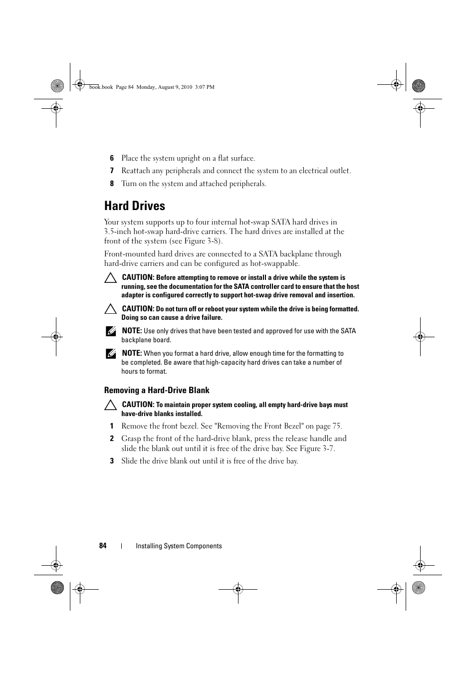 Hard drives, Removing a hard-drive blank | Dell PowerVault NX200 User Manual | Page 86 / 166