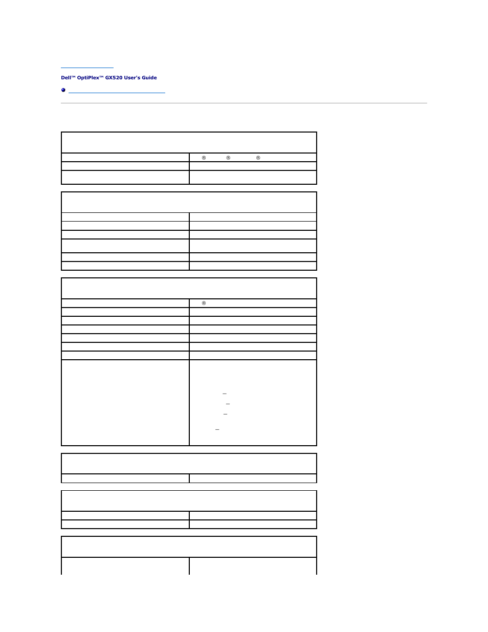 Small form factor computer specifications | Dell OptiPlex GX520 User Manual | Page 182 / 229